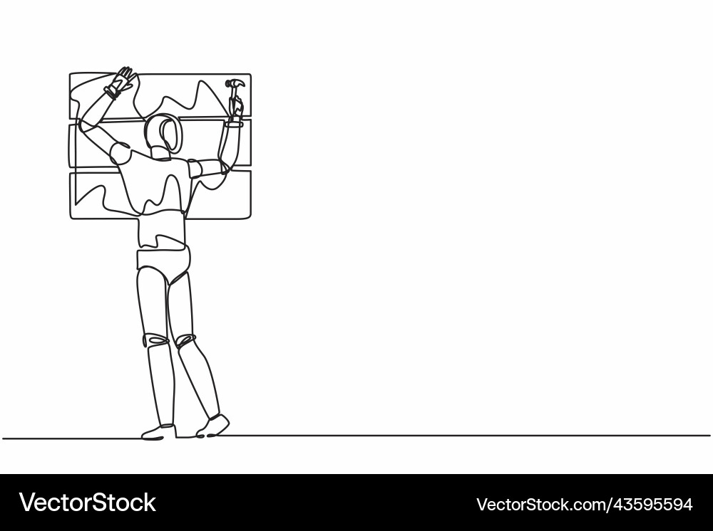 Single continuous line drawing robot professional Single continuous line drawing robot professional Vector Image