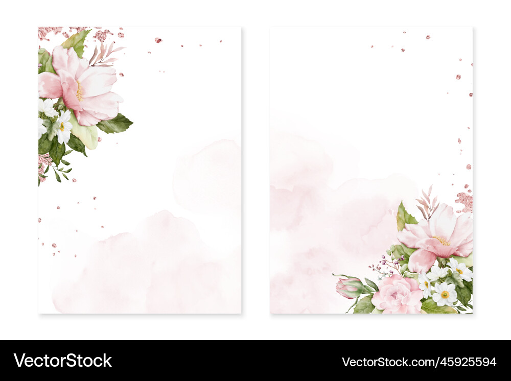 Watercolor Rose Card Templates Vector Image