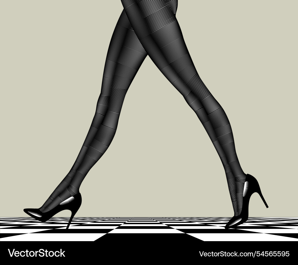 A wide step of the legs woman in dark tights A wide step of the legs woman in dark tights vector image