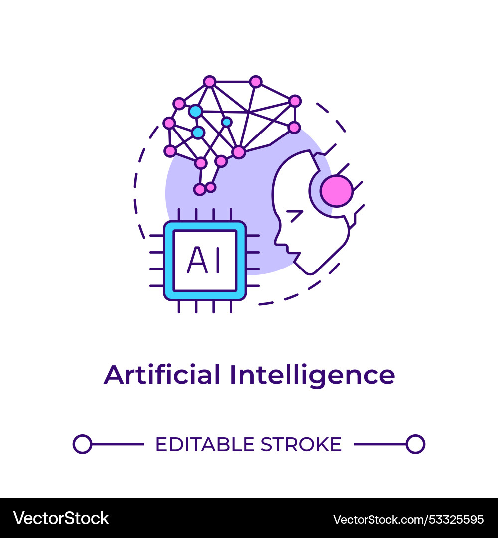 Artificial intelligence multi color concept icon Artificial intelligence multi color concept icon Vector Image
