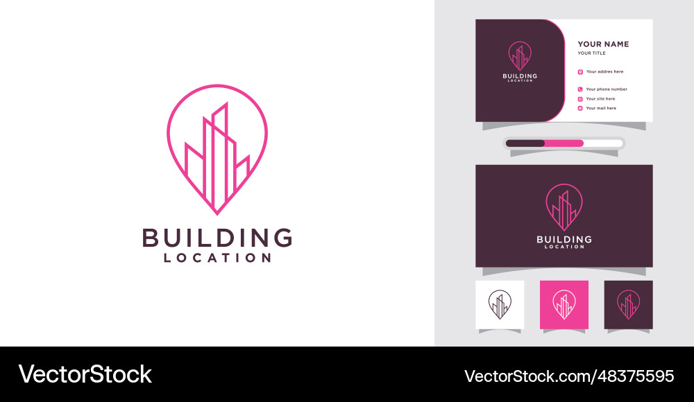 Building location logo with pin point Vector Image