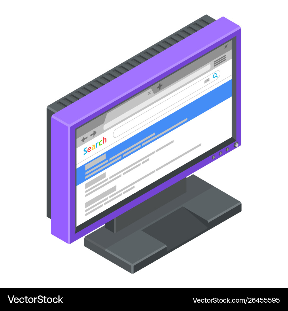 Computer monitor with search results Vector Image