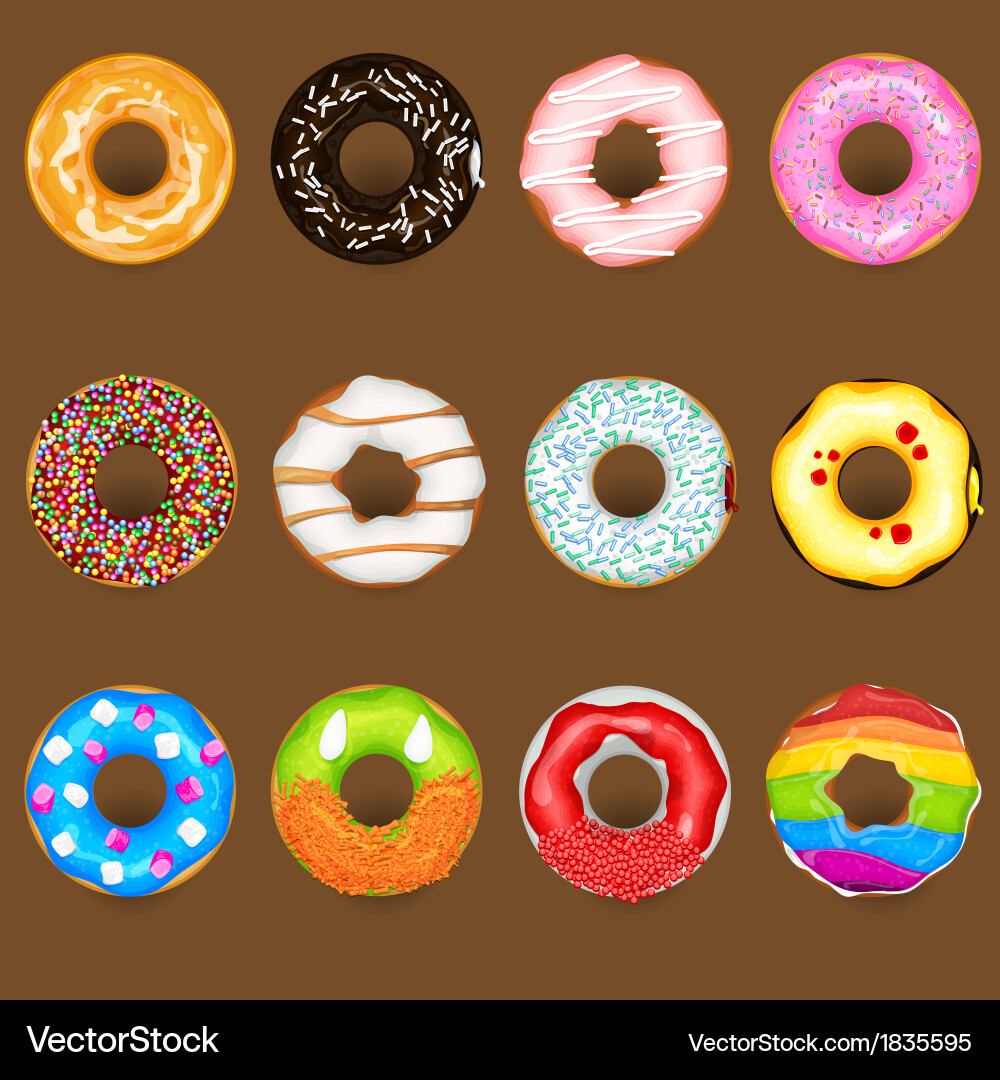 Donuts collection set Royalty Free Vector Image