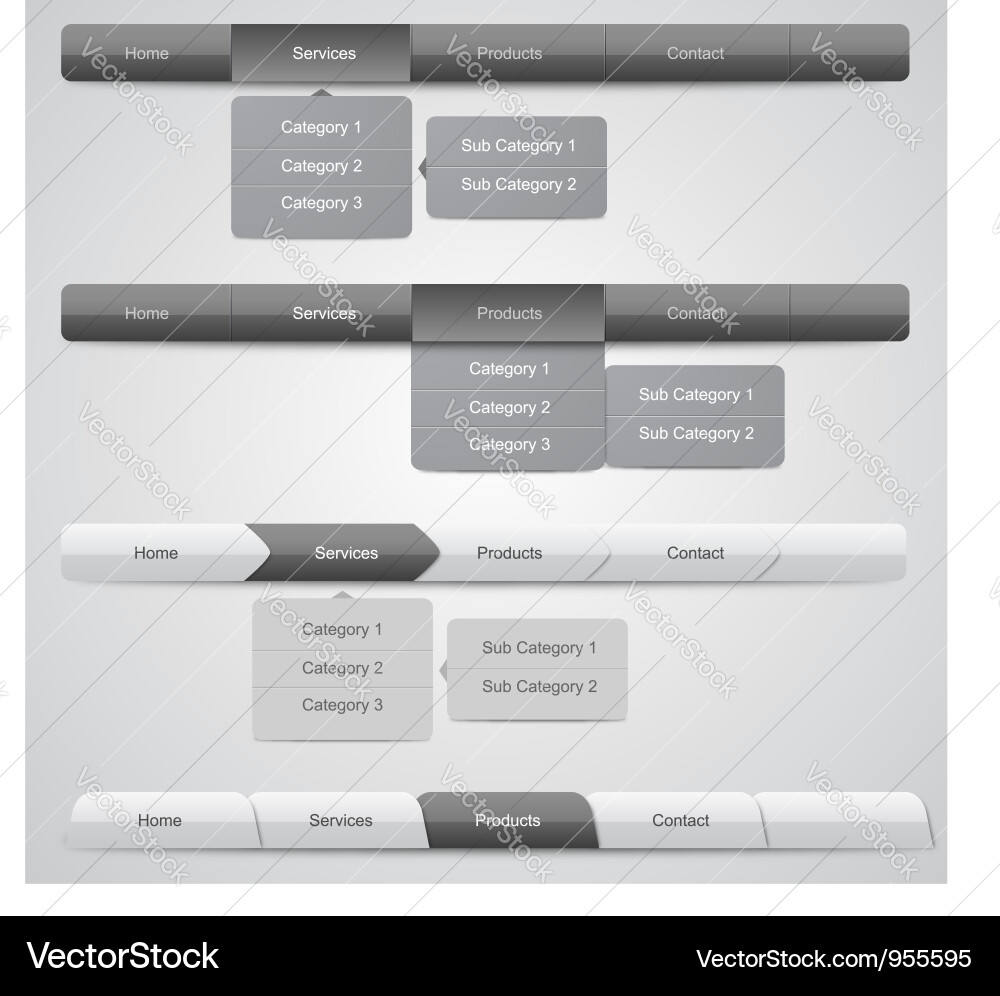 Dropdown Navigationsmenüs Vektorbild