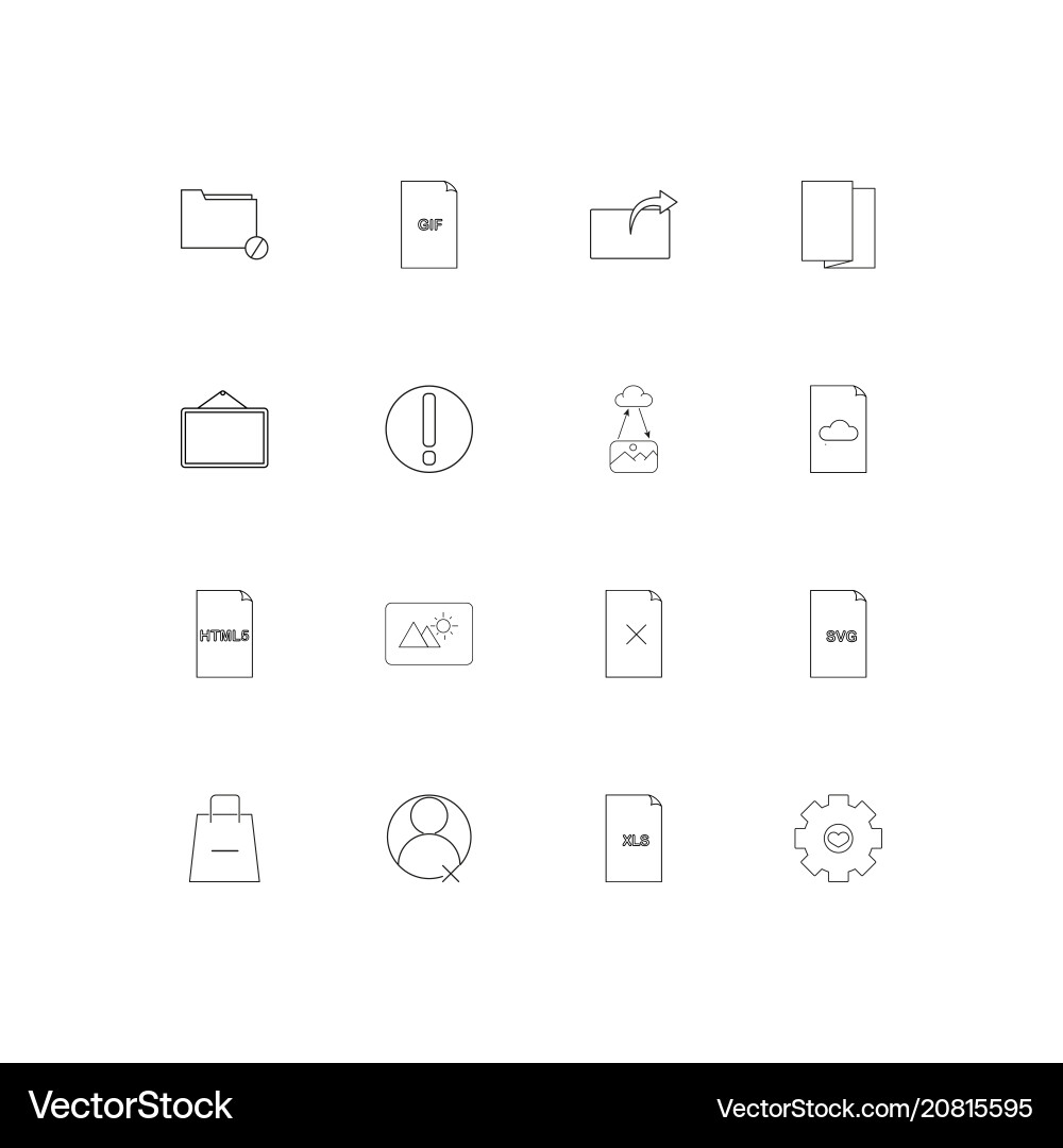 Files and folders sign linear thin icons set Vector Image