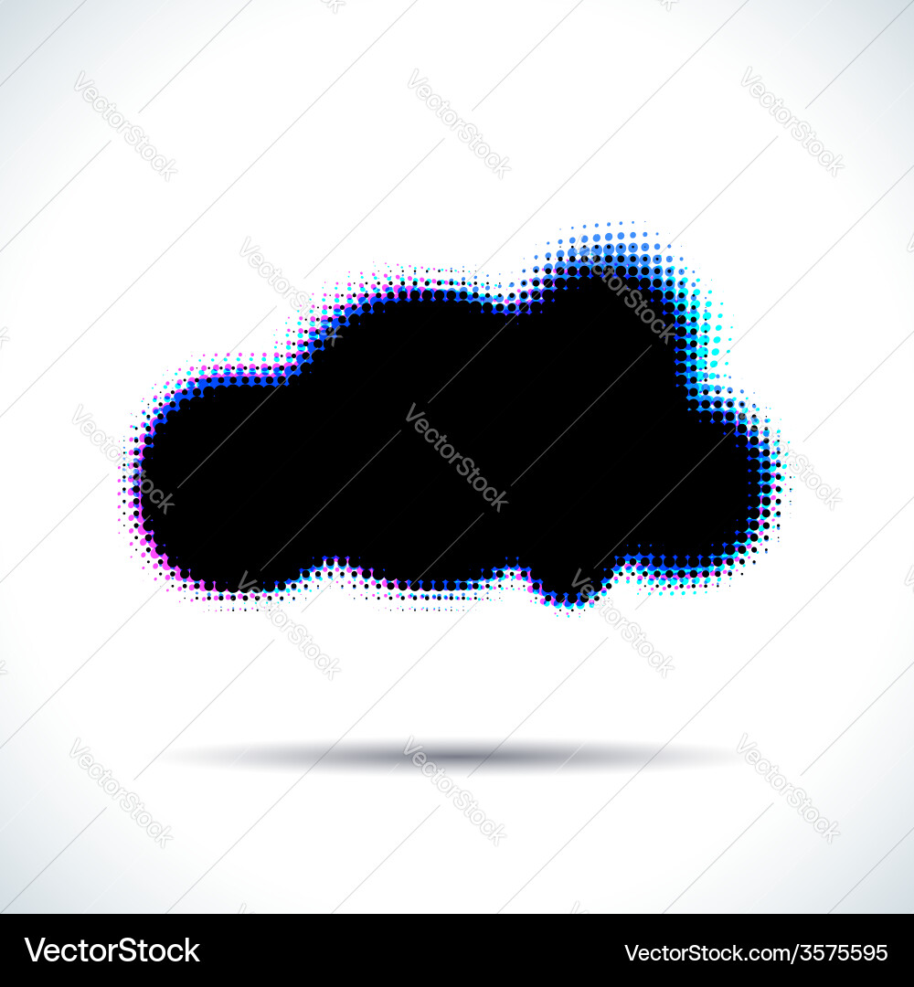 Halftone cloud shape with color aberrations Vector Image