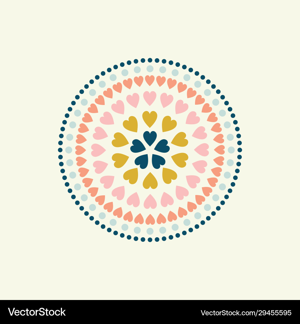 Heart circular pattern design pretty colourful Vector Image