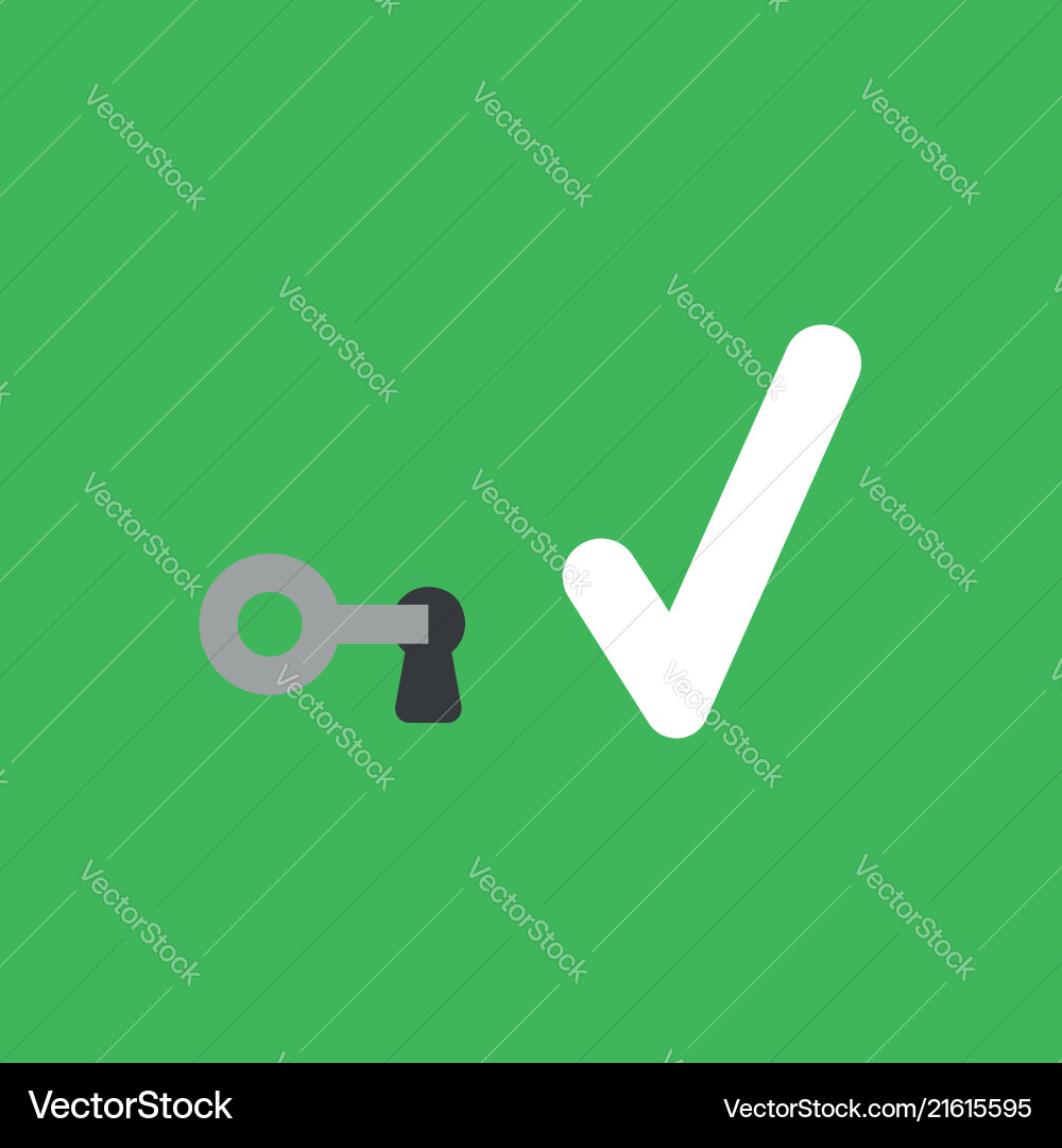 Icon concept of key into keylock and check mark Icon concept of key into keylock and check mark Vector Image