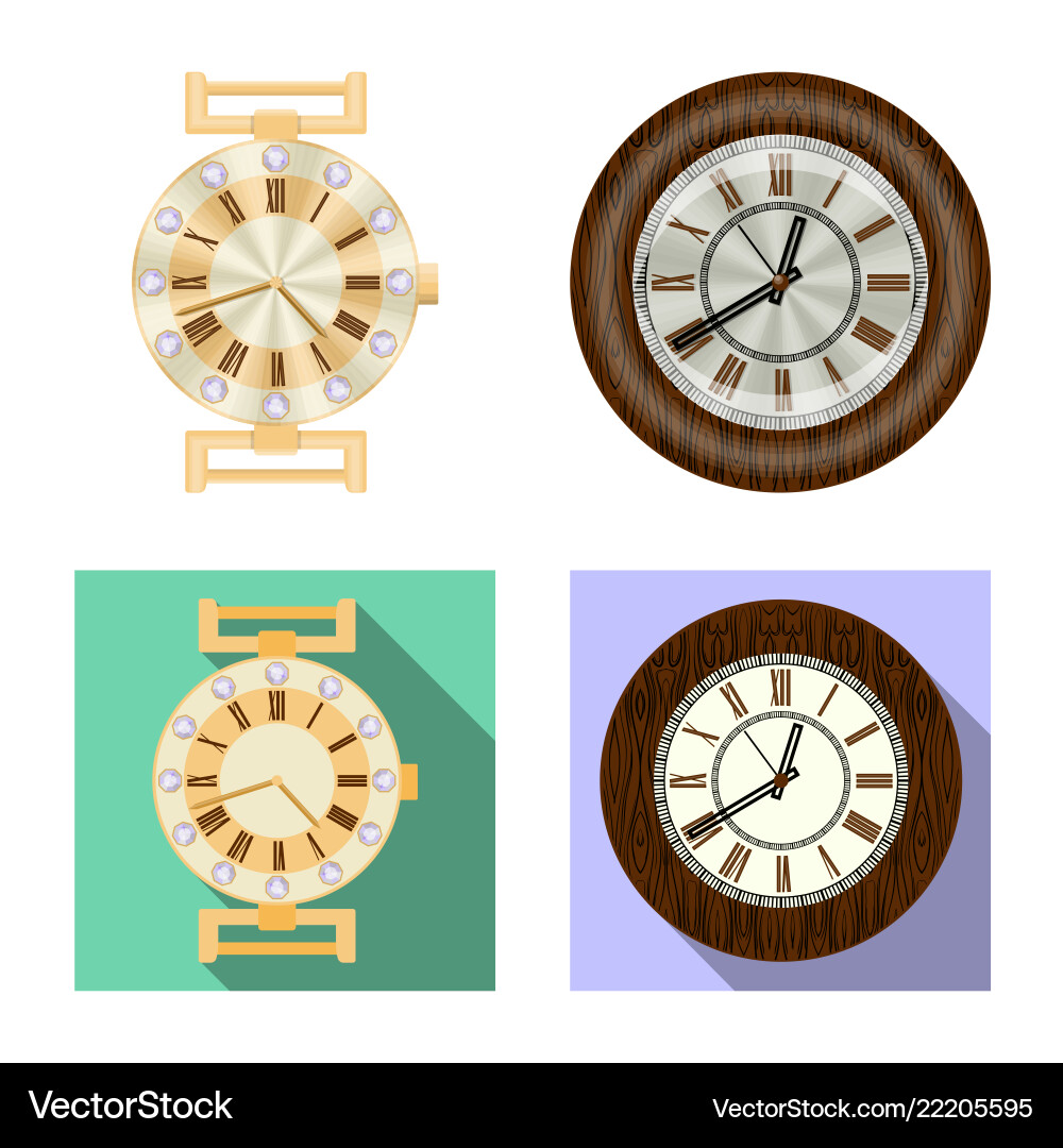 Isolated object of clock and time icon set Vector Image