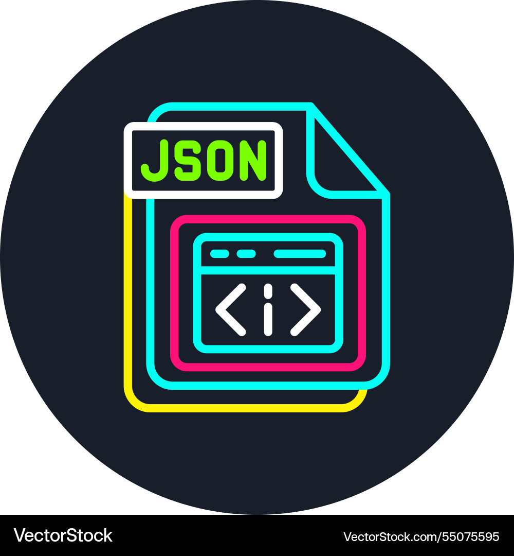 Json line multi color icon vector image