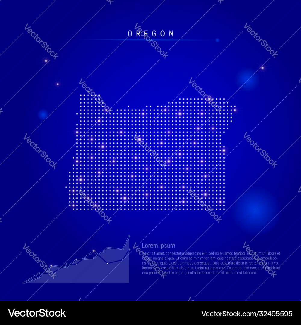 Oregon us state illuminated map with glowing dots Oregon us state illuminated map with glowing dots Vector Image