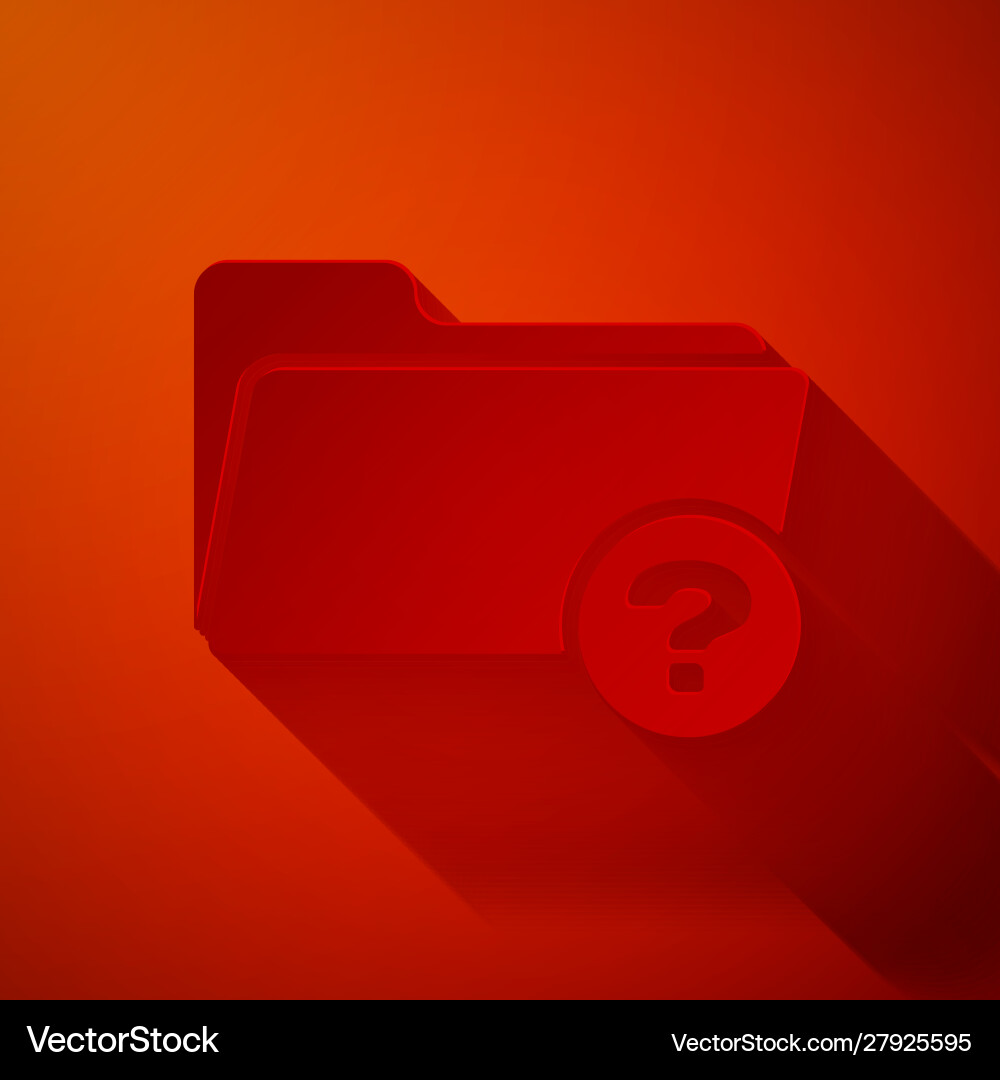 Paper cut unknown directory icon isolated on red Paper cut unknown directory icon isolated on red Vector Image