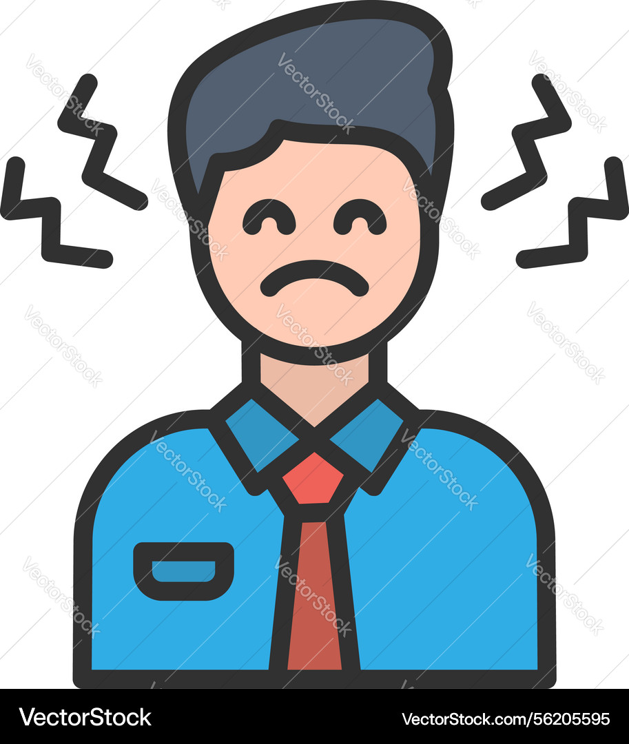 Sadness outline filled icon Royalty Free Vector Image
