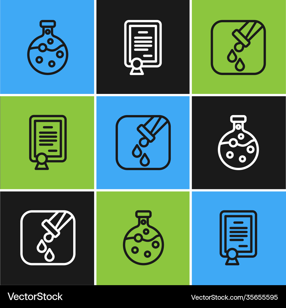 Set line test tube and flask certificate Set line test tube and flask certificate Vector Image