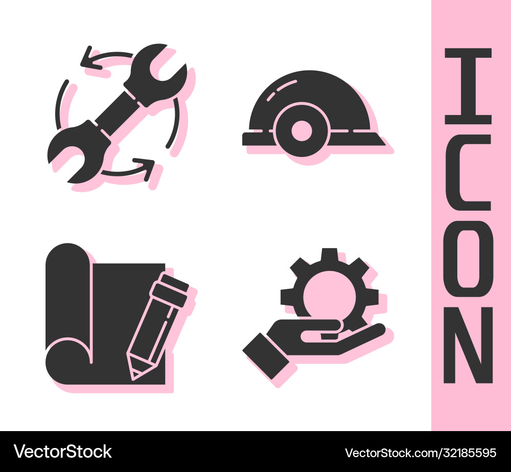 Set settings in hand wrench and arrows Vector Image