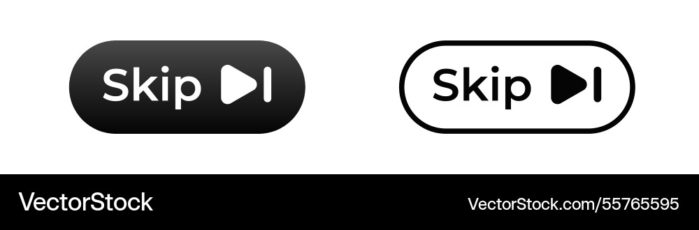 Skip button icons with play symbol vector image