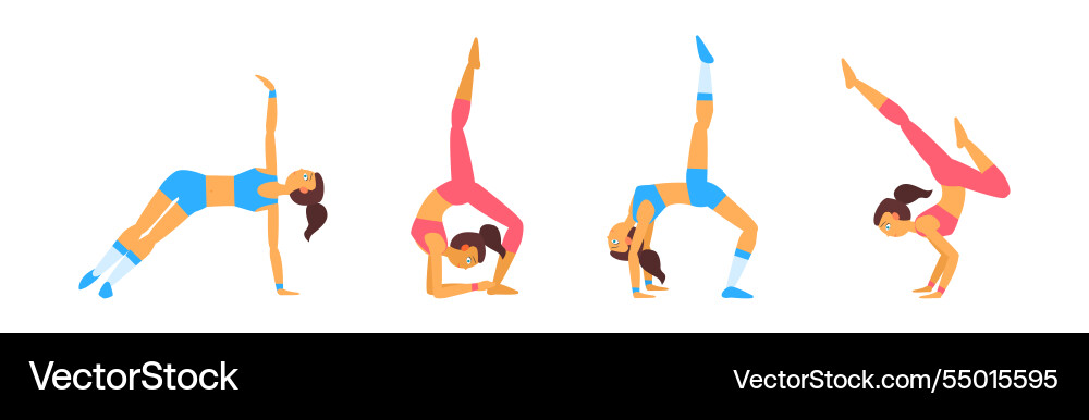 Slim Frau Charakter tun Yoga Stretch Körper Slim Frau Charakter tun Yoga Stretch Körper vektorbild