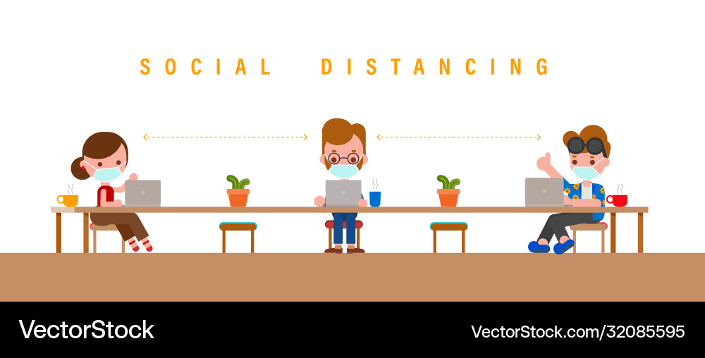 Social distancing concept groups people Social distancing concept groups people vector image