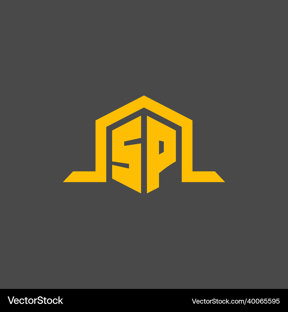 Sp monogram initial logo with hexagon style design Vector Image