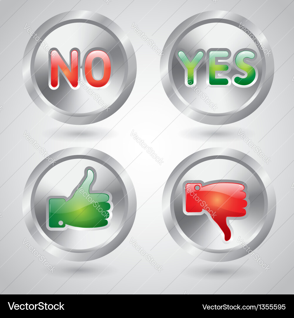 Yes and no thumbs up down web buttons vector image