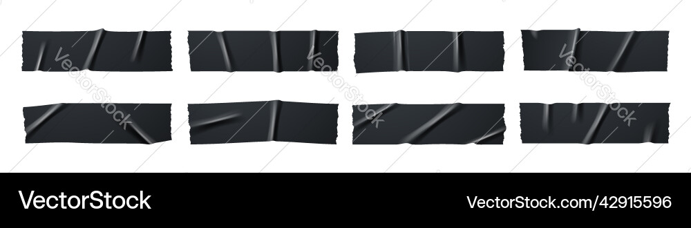 Black adhesive tape ripped strip realistic Vector Image