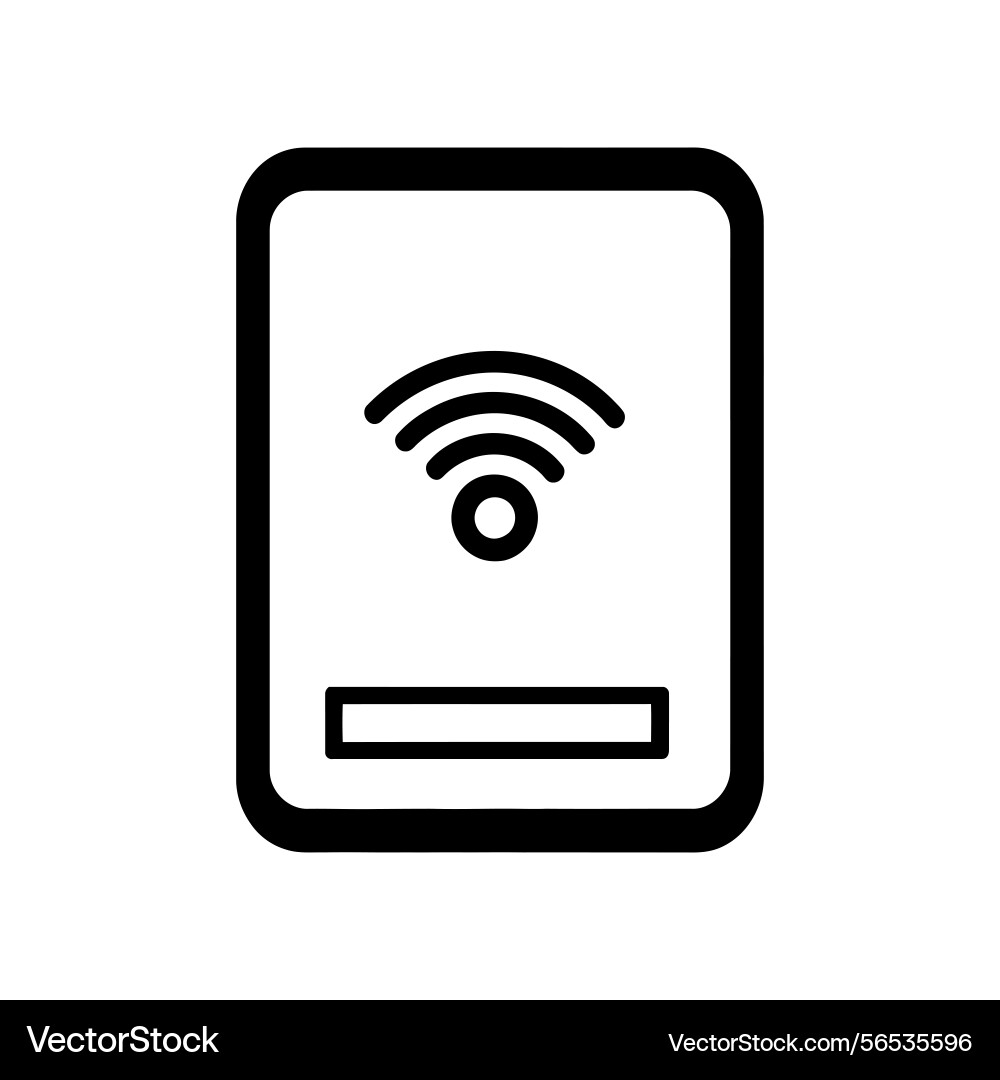 Black outline square shape icon with wifi signal vector image