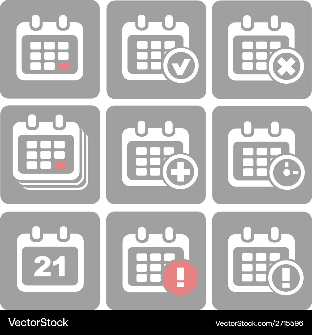 Calendar Icons - Add, Delete, Progress vector image