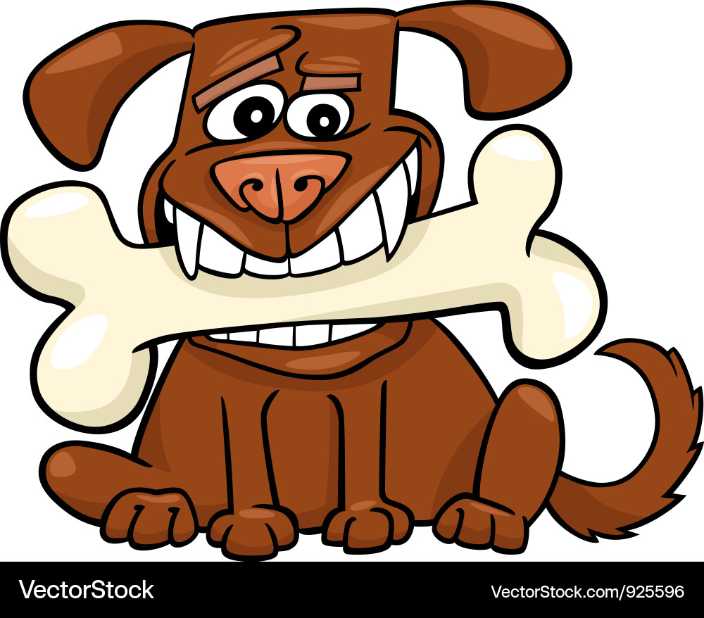Cartoon Hund mit großem Knochen Vektorbild