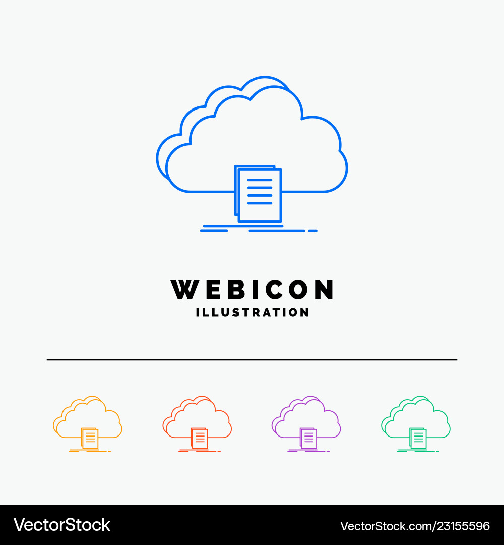Cloud access document file download 5 color line Cloud access document file download 5 color line Vector Image