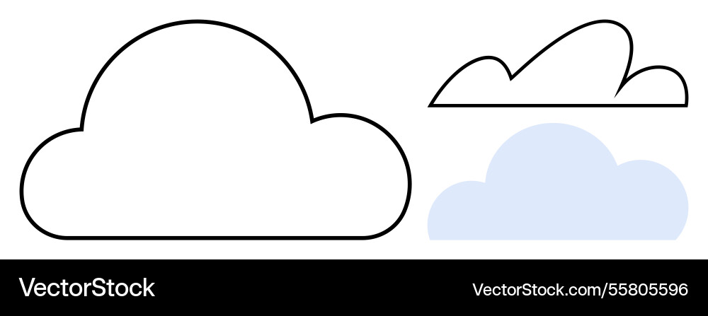Cloud shapes with variations in outline and fill Cloud shapes with variations in outline and fill Vector Image