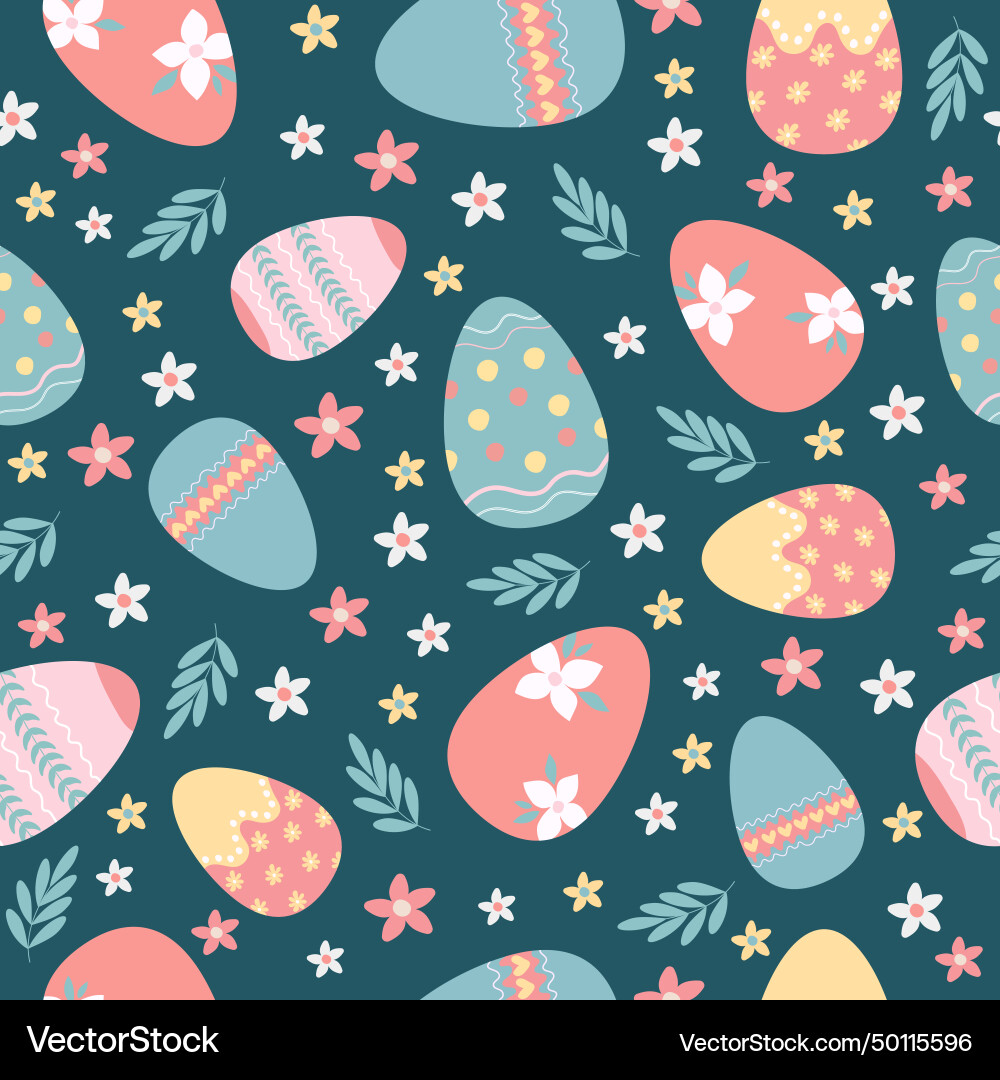 Colorful Easter Doodle Pattern Vector Image