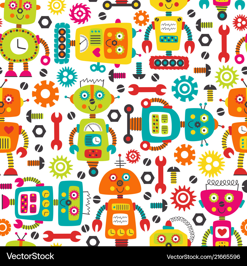 Colorful Robot Pattern Vector Image