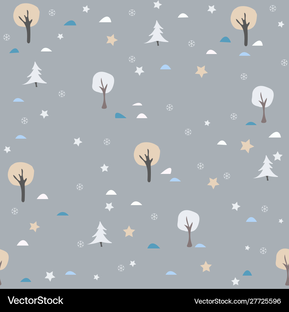 Cute seamless pattern with trees and twigs Cute seamless pattern with trees and twigs Vector Image