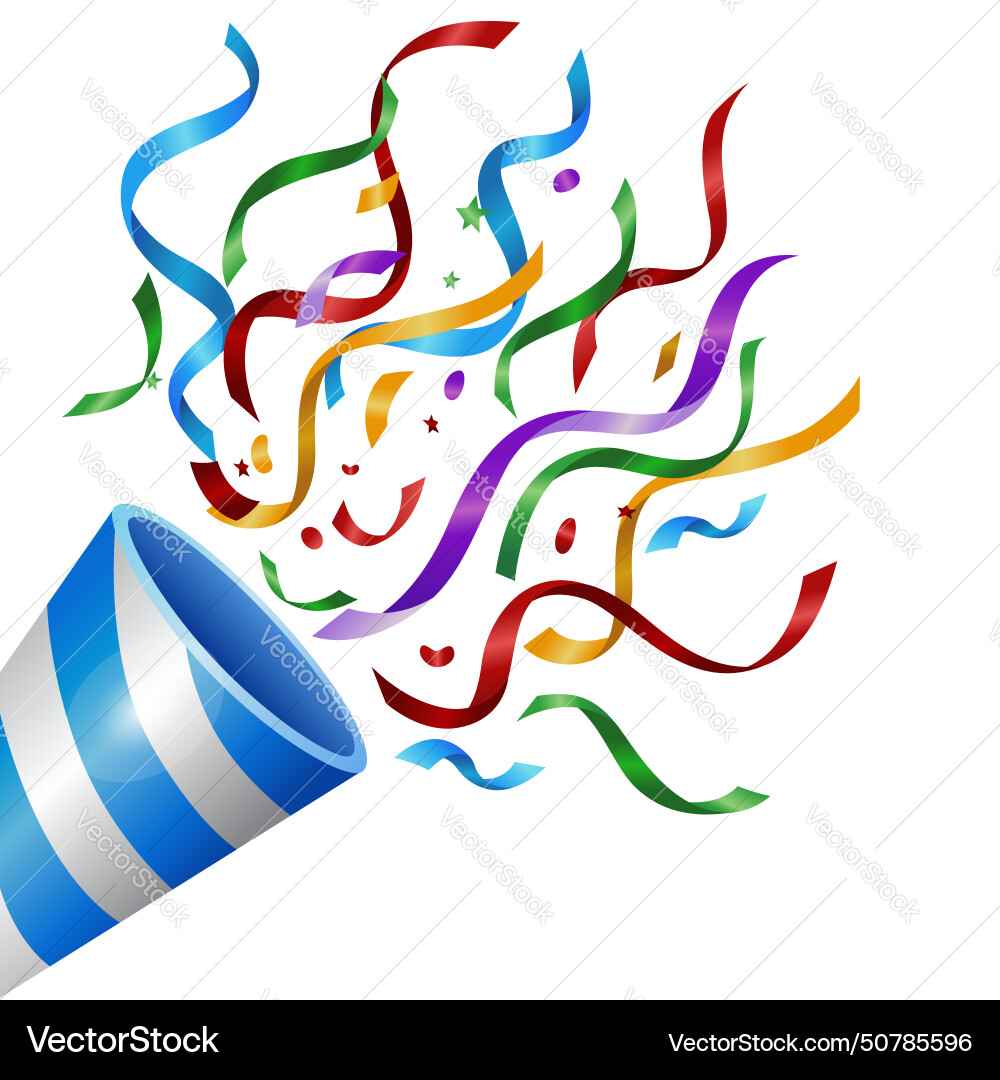 Exploding popper with colorful confetti isolated Exploding popper with colorful confetti isolated vector image