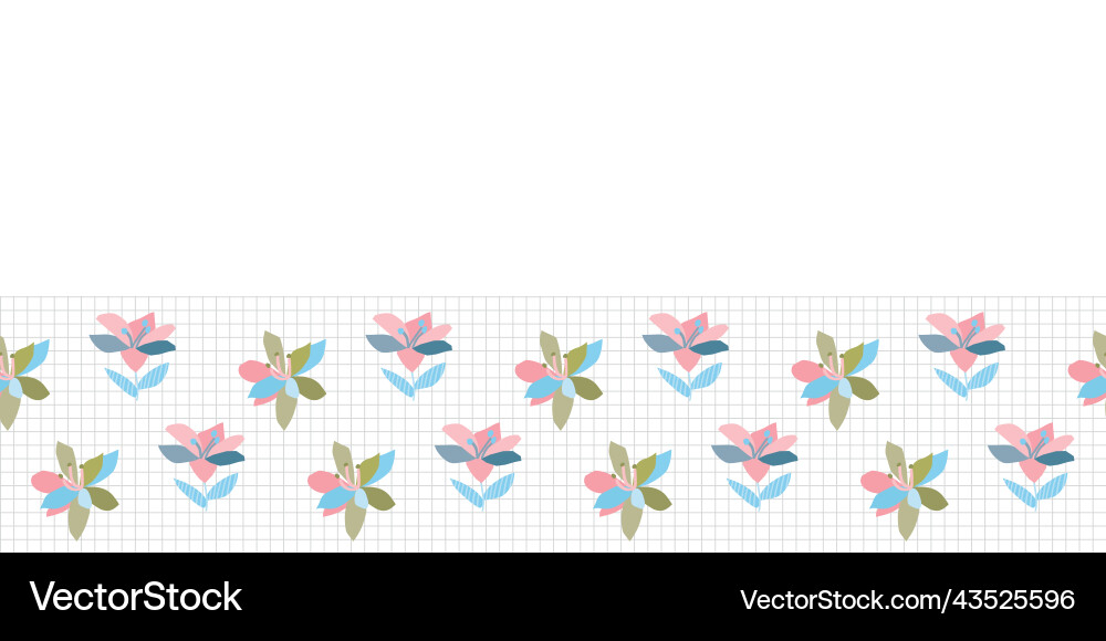 Flower square frame border seamless pattern Vector Image