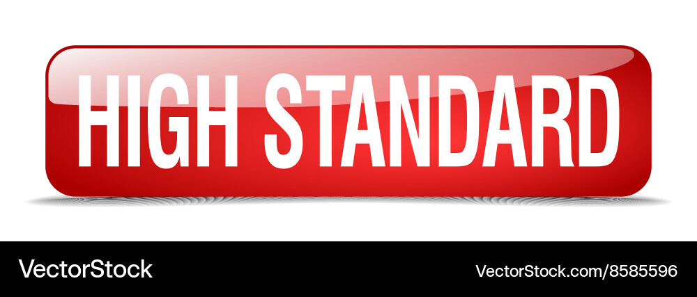 High standard red square 3d realistic isolated web Vector Image