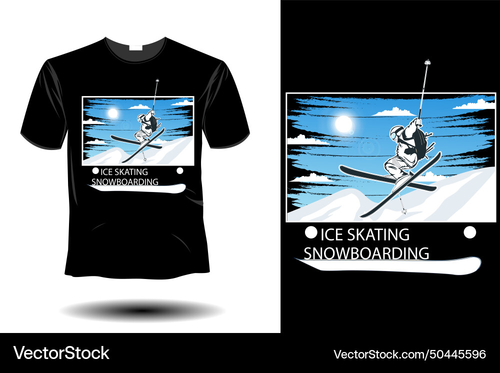 Ice skating snowboarding mockup retro vintage Ice skating snowboarding mockup retro vintage vector image
