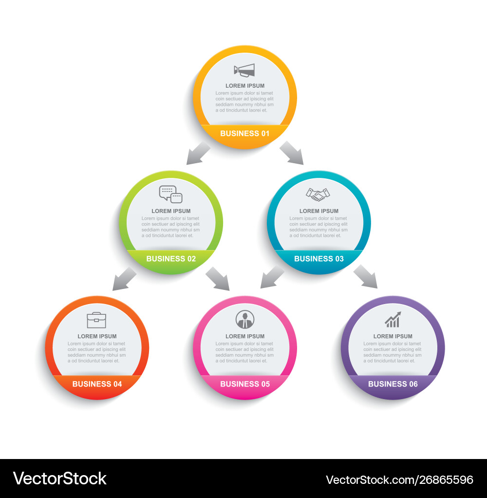 Infographics circle paper with 6 data template Vector Image