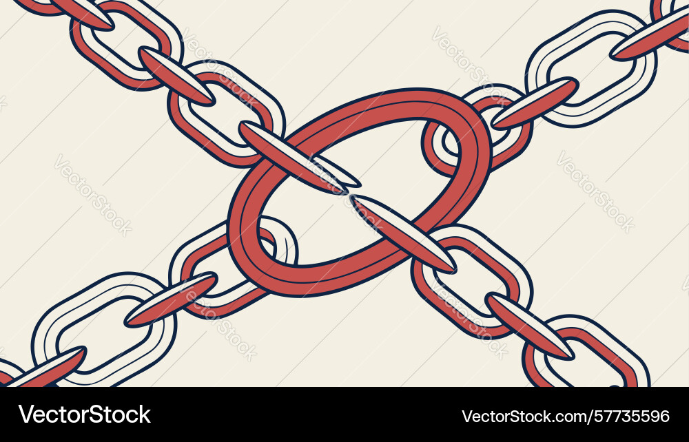 Intersecting chain links abstract connection vector image
