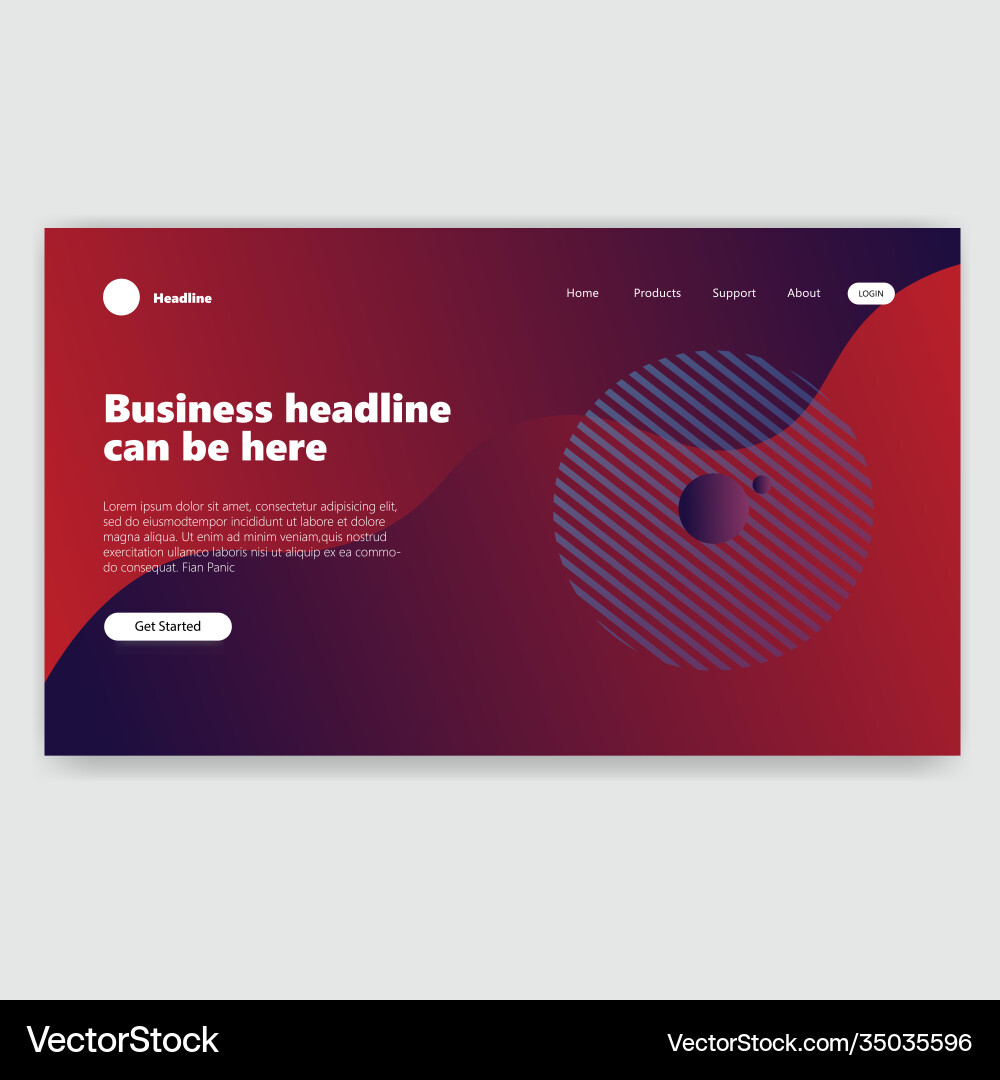 Landing page template with gradient modern webpage Landing page template with gradient modern webpage vector image