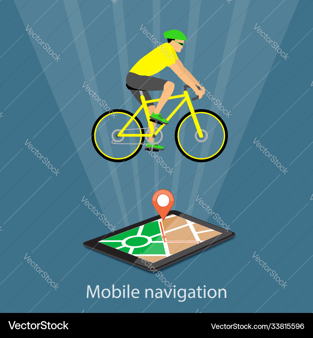 Mobile Navigation auf Tablet mit Kartenzeiger Vektorbild