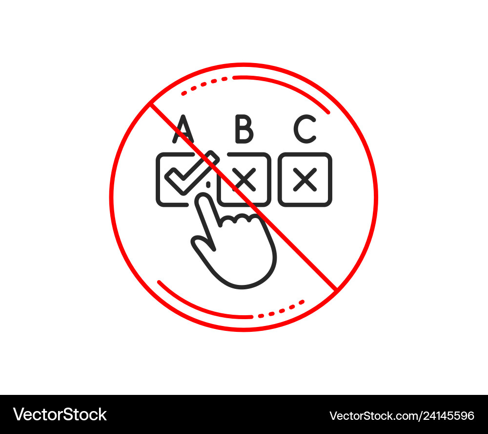 No or stop sign correct checkbox line icon select Vector Image
