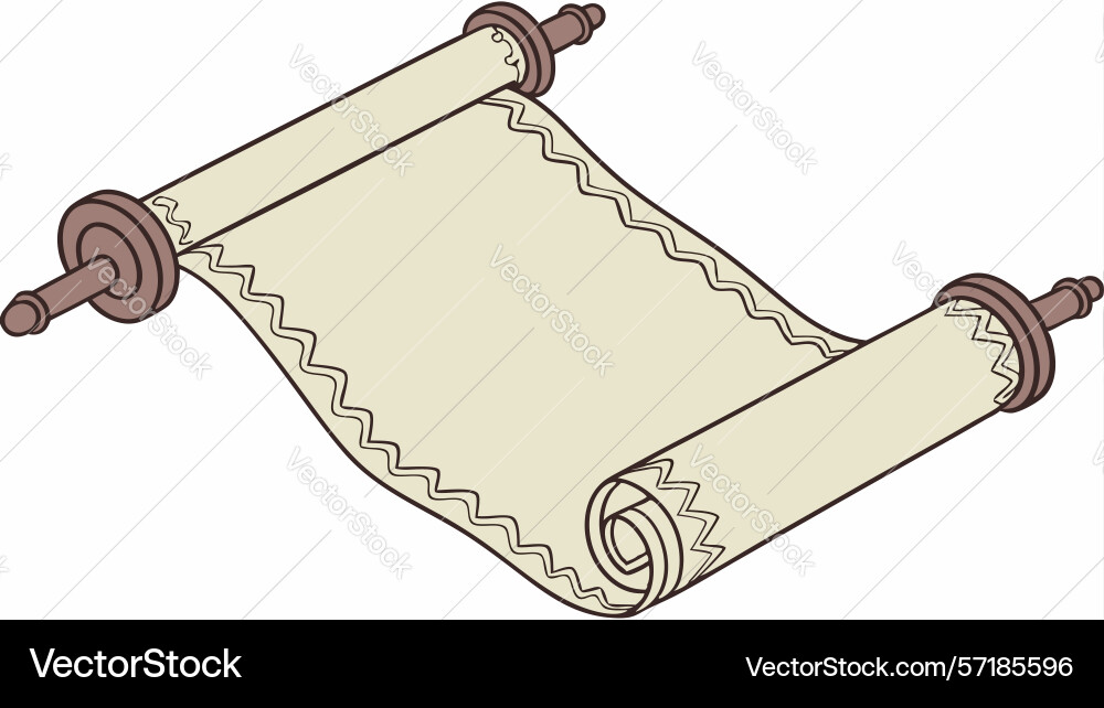 Ornate rolled scroll ancient document with vector image