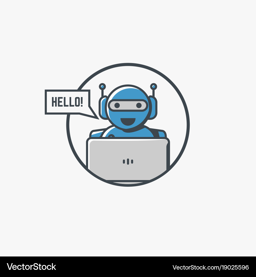 Robot with laptop Royalty Free Vector Image - VectorStock