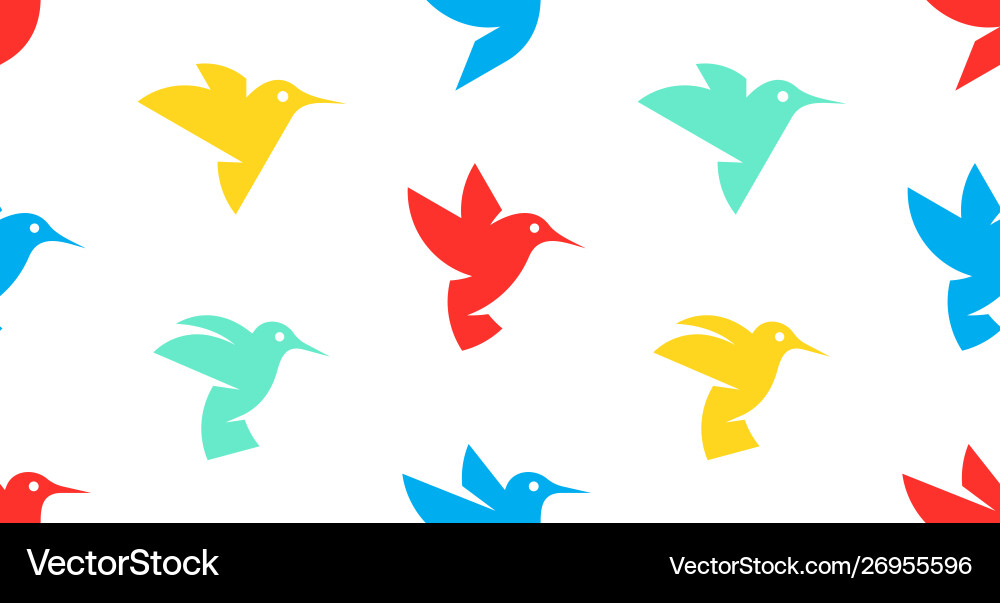 Seamless pattern with hummingbird logo Vector Image