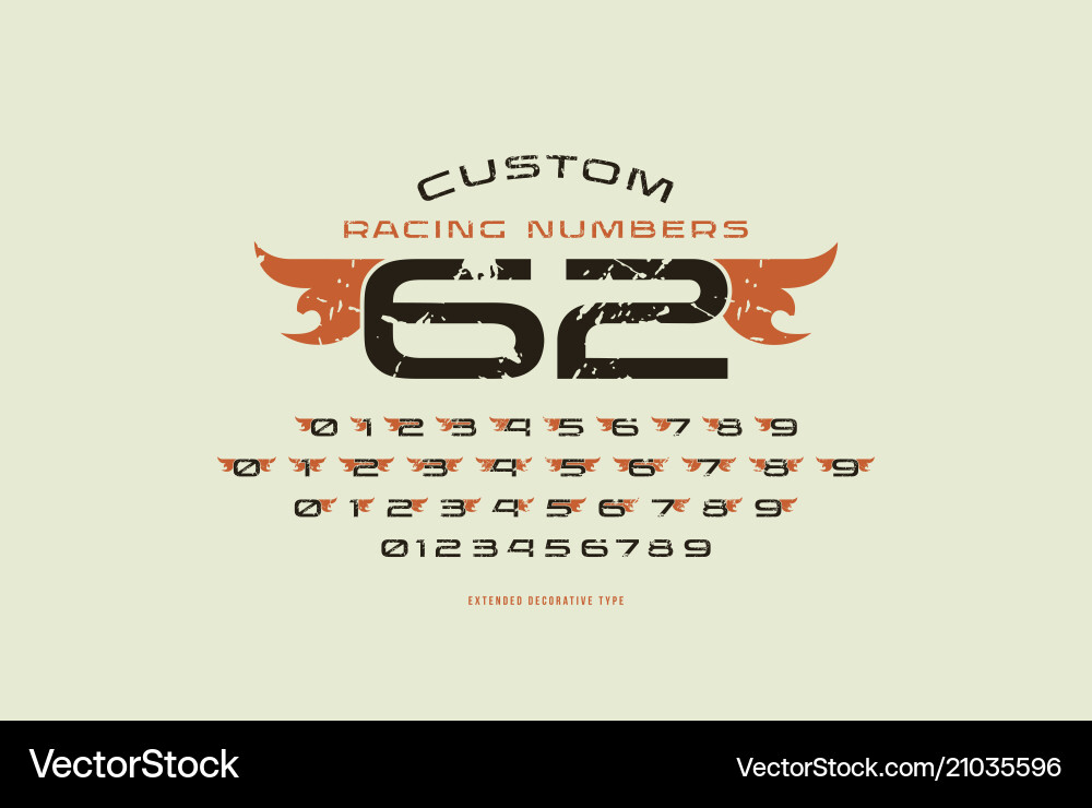 Set of initial numbers in racing style Set of initial numbers in racing style vector image