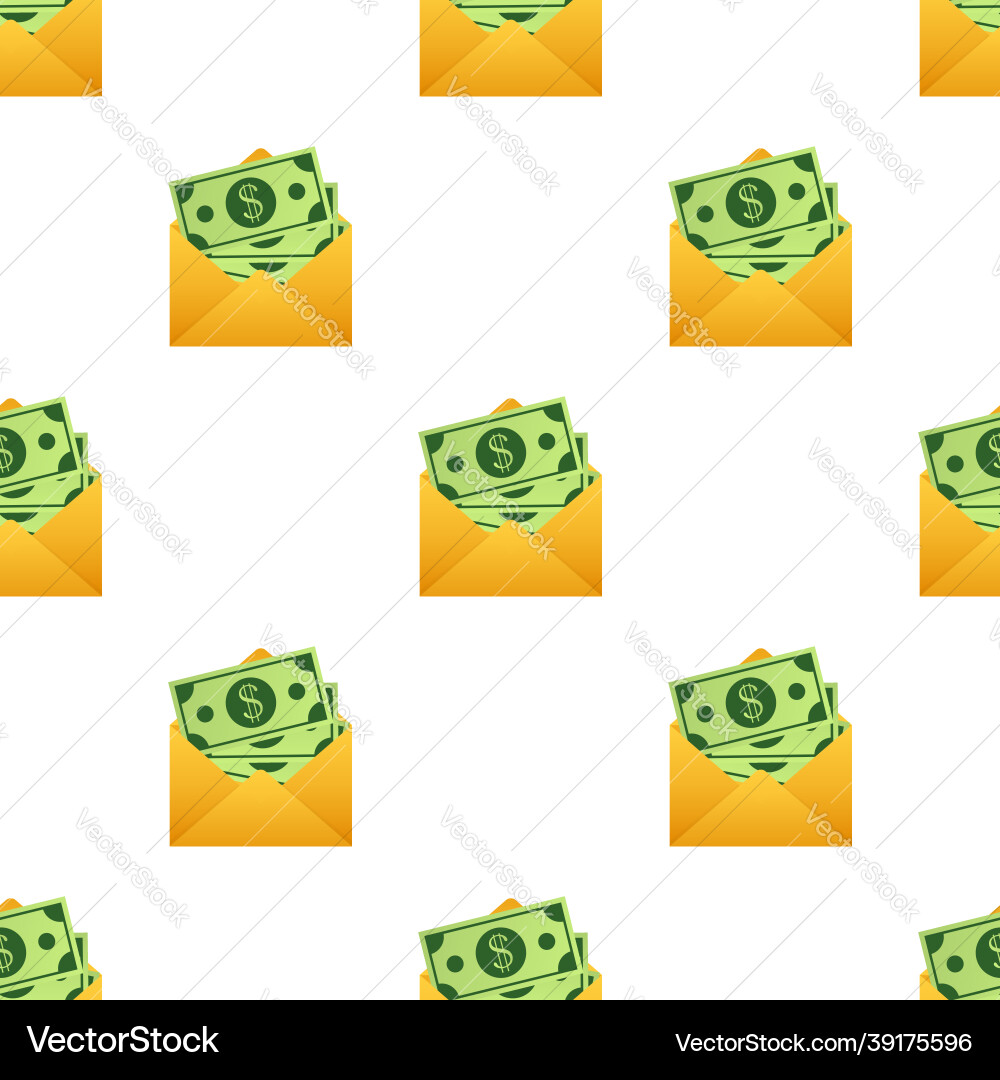 Some dollar bills in yellow envelope pattern send Vector Image