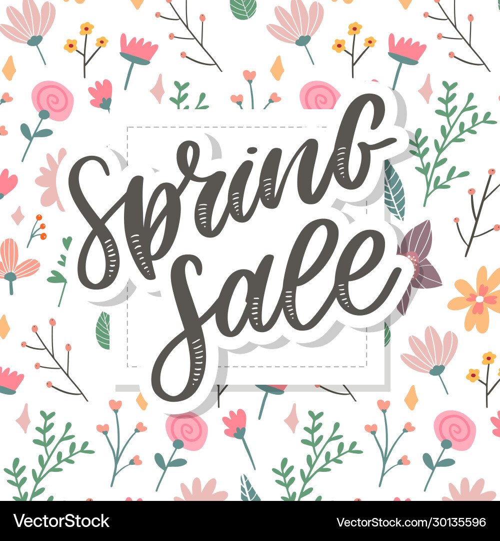 Spring sale word hanging on leaves with strings Spring sale word hanging on leaves with strings vector image