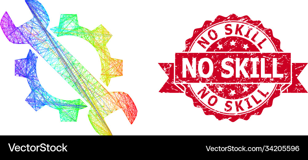 Textured no skill stamp and multicolored network Vector Image