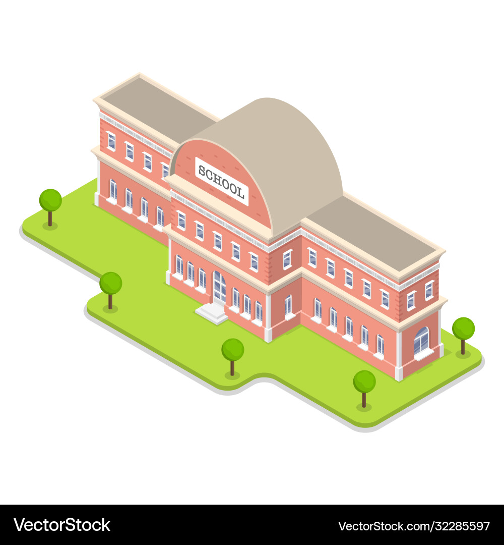 3d isometric school Royalty Free Vector Image - VectorStock